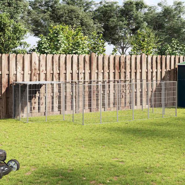 vidaXL Kavez za pse srebrni 8,47 m² čelični