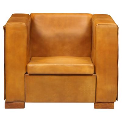 vidaXL Fotelja od prave kože žućkastosmeđa