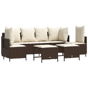 vidaXL 5-dijelni set vrtnih sofa s jastucima poliratan smeđi