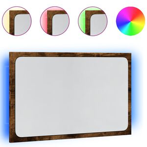 vidaXL LED kupaonsko ogledalo boja dimljenog hrasta 60x8,5x38cm drveno
