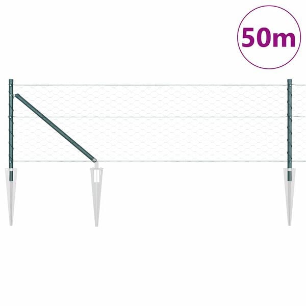 vidaXL Stup za ogradu Zelena 50 x 0,8 m (mreža 50 mm) Čelik i PVC
