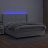 vidaXL Krevet box spring s madracem LED bijeli 160x200 cm umjetna koža