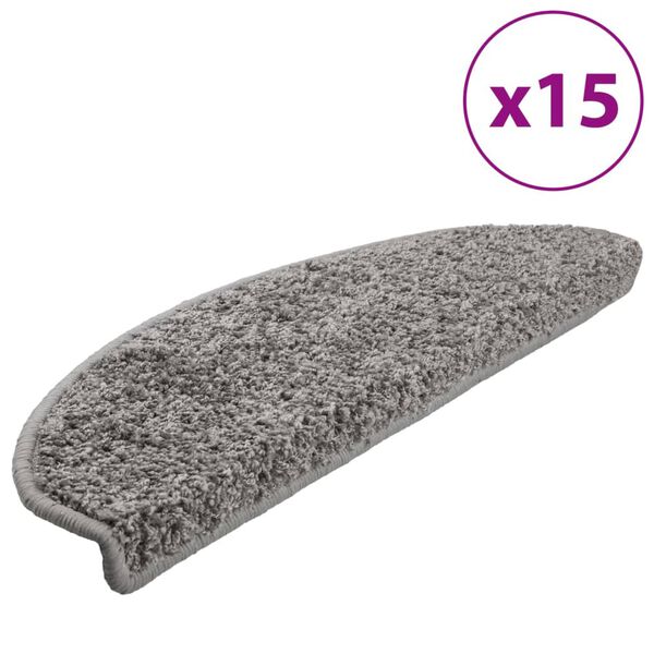 vidaXL Prostirke za stepenice 15 kom 65x21x4 cm sive poluokrugle velike