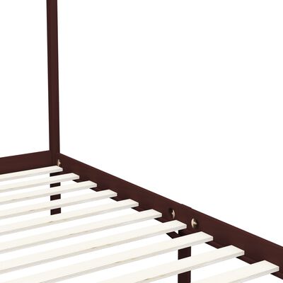 vidaXL Okvir za krevet s baldahinom od borovine tamnosmeđi 140x200 cm