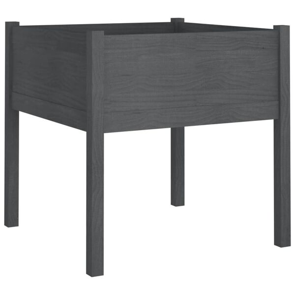 vidaXL Vrtne sadilice 2 kom sive 70 x 70 x 70 cm od masivne borovine