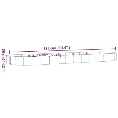 vidaXL Povišena vrtna gredica od čelika 523x140x36 cm smeđi