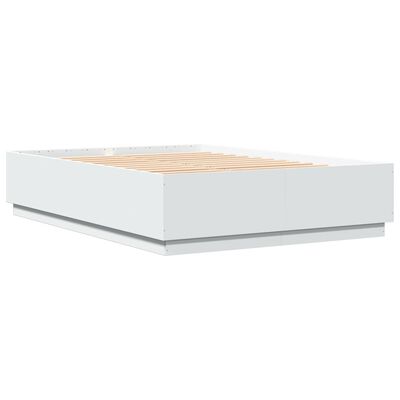 vidaXL Okvir za krevet s LED svjetlima bijeli 120 x 200 cm drveni