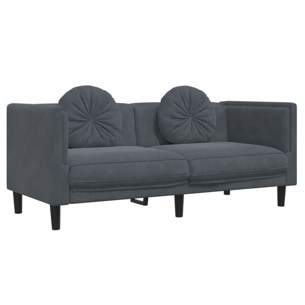 vidaXL 2-dijelni set sofa s jastucima tamnosivi bar&scaron;unasti