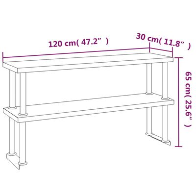 vidaXL Kuhinjski radni stol s policom 120x60x145 cm nehrđajući čelik