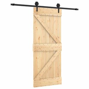 vidaXL Klizna vrata 85 x 210 cm Čvrsta borovina (neobrađena)