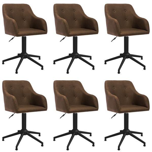 vidaXL Okretne blagovaonske stolice od tkanine 6 kom smeđe