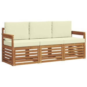 vidaXL Setovi sofa 3 pcs Prirodna i krem Čvrsto drvo akacije
