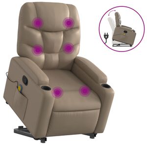 vidaXL Masažni naslonjač na podizanje od umjetne kože boja cappuccina