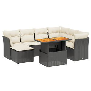 vidaXL 8-dijelni set vrtnih sofa od poliratana s jastucima crni