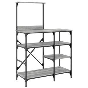 vidaXL Pekarski stalak siva boja hrasta 90x40x132 cm od drva i metala