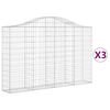 vidaXL Lučne gabionske ko&scaron;are 3 kom 200x30x120/140cm pocinčano željezo