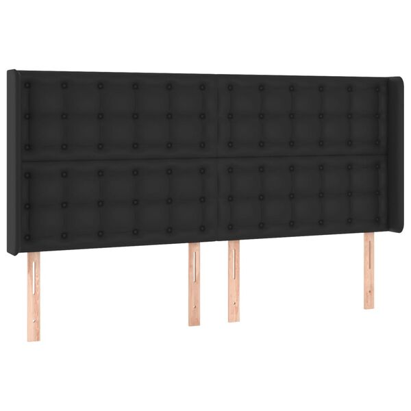 vidaXL LED uzglavlje crno 163 x 16 x 118/128 cm od umjetna koža