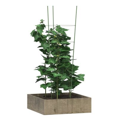 vidaXL Kolci za vrtne biljke s 4 prstena 5 kom zeleni 90 cm čelični
