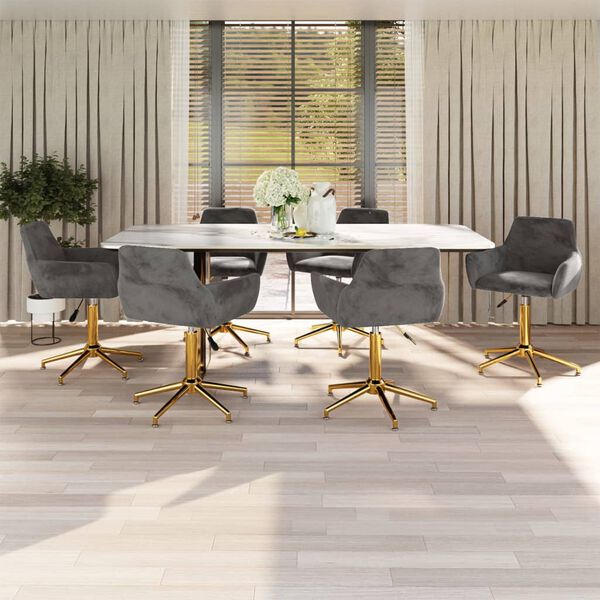 vidaXL Okretne blagovaonske stolice 6 kom tamnosive bar&scaron;unaste