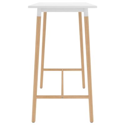 vidaXL Barski stol bijeli 120 x 60 x 105 cm MDF i masivna bukovina