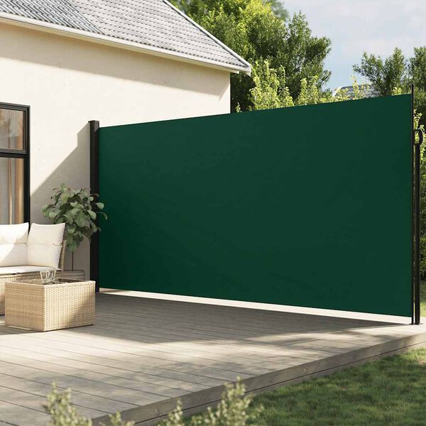 vidaXL Bočna tenda na uvlačenje tamnozelena 200 x 600 cm