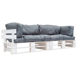 vidaXL 2-dijelni vrtni set sofa od paleta sa sivim jastucima borovina