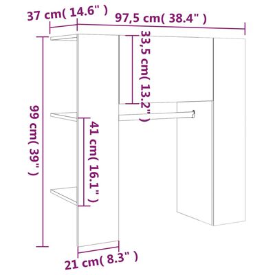 vidaXL Ormarić za hodnik boja betona 97,5x37x99 cm konstruirano drvo