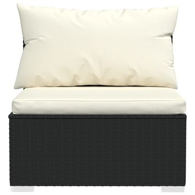 vidaXL 6-dijelna vrtna garnitura od poliratana s jastucima crna