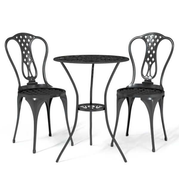 vidaXL 3-dijelni bistro set od lijevanog aluminija crni