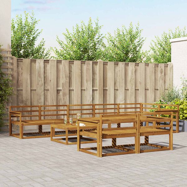 vidaXL Set vanjskih sofa 9 pcs Prirodna Čvrsto drvo akacije