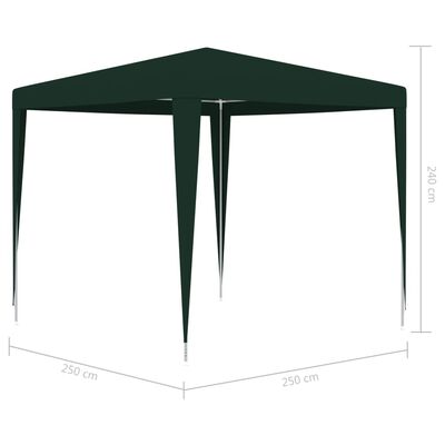 vidaXL Profesionalni šator za zabave 2,5 x 2,5 m zeleni 90 g/m²