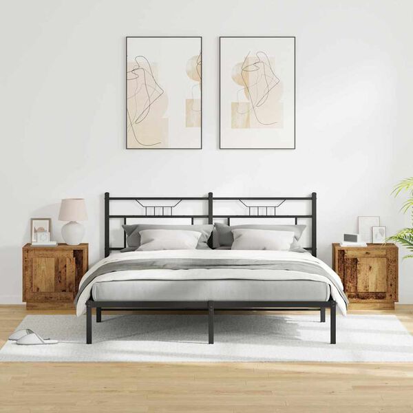 vidaXL Noćni ormar S LED lampica 2 pcs Staro drvo 44 x 34,5 x 45 cm