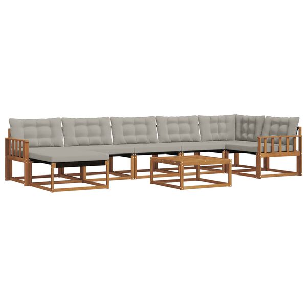 vidaXL Set vanjskih sofa s jastukom 8 pcs Prirodna i svijetlo siva