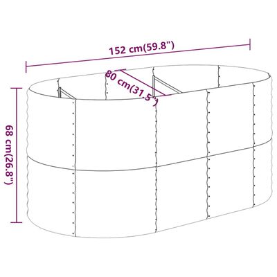 vidaXL Povišena vrtna gredica od čelika 152x80x68 cm sivi