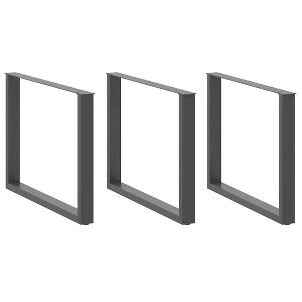 vidaXL Noge za blagovaonski stol U-oblik 3 kom antracit 100 x (72-73) cm čelik