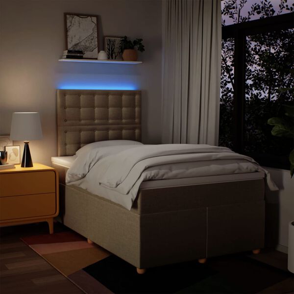 vidaXL Krevet box spring s madracem krem 120 x 190 cm od tkanine