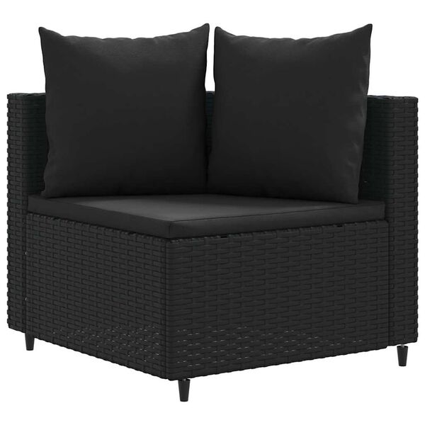 vidaXL 9-dijelni set vrtnih sofa s jastucima crni od poliratana