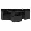 vidaXL 6-dijelni set vrtnih sofa s jastucima crni od poliratana