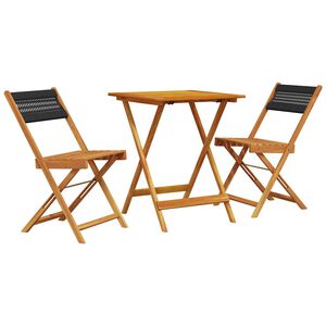vidaXL 3-dijelni bistro set od polipropilen i masivnog drva crni