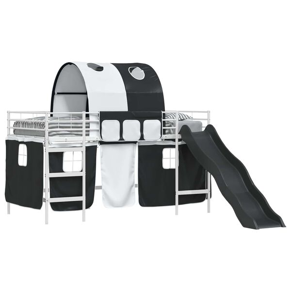 vidaXL Okvir Krevet za Dječji Loft Bijela i crna 80 x 200 cm Metal