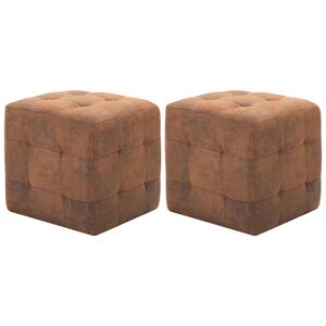 vidaXL Noćni ormarići 2 kom smeđi 30 x 30 x 30 cm umjetna bru&scaron;ena koža