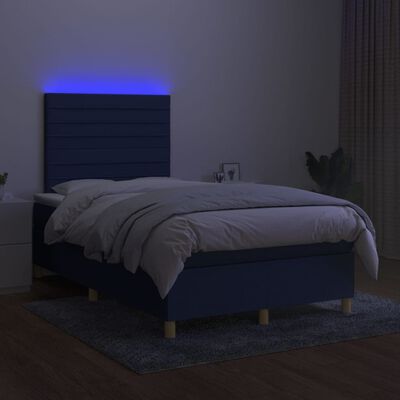 vidaXL Krevet box spring s madracem LED plavi 120 x 200 cm od tkanine