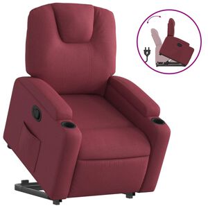 vidaXL Naslonjač na podizanje od tkanine crvena boja vina