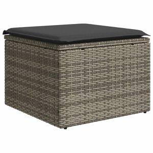 vidaXL Vrtni tabure s jastukom sivi 55 x 55 x 37 cm od poliratana