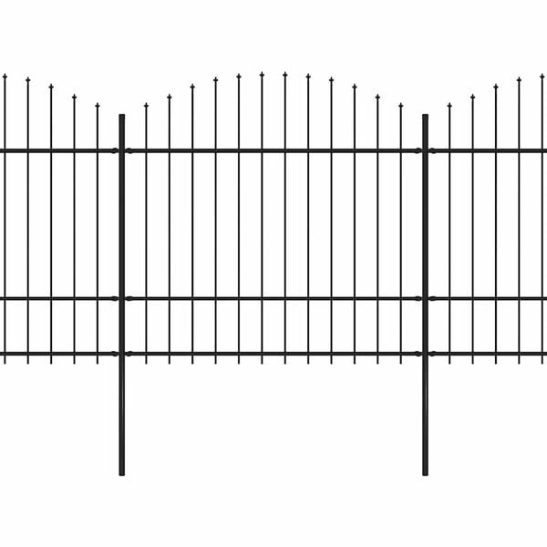 vidaXL Vrtna ograda s vrhom koplja Čelik 714,5 x 175 cm Crna