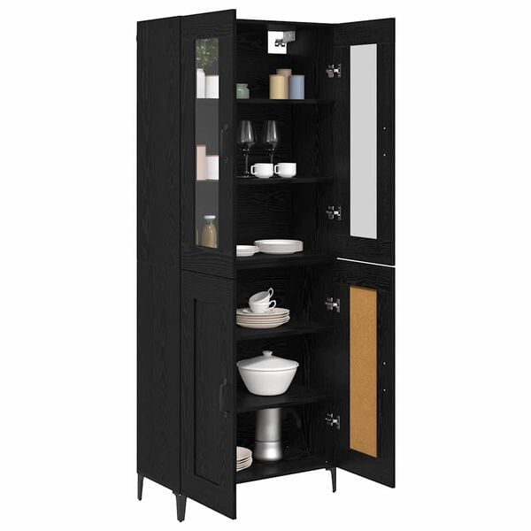 vidaXL Highboard Crni hrast 69,5 x 34 x 180 cm Konstruirano drvo