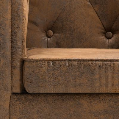 vidaXL Fotelja od tkanine nalik na brušenu kožu smeđa