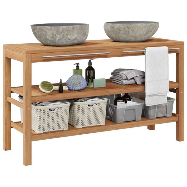 vidaXL Kupaonski ormarić od tikovine sa umivaonicima