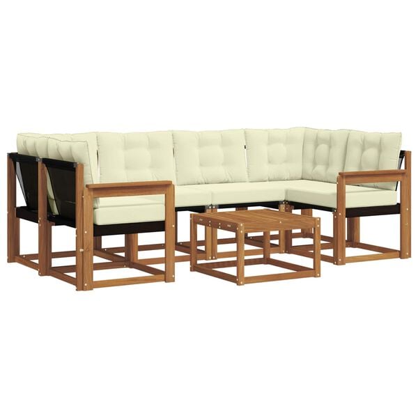 vidaXL Set vanjskih sofa s jastukom 7 pcs Prirodna i krem