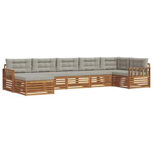 vidaXL Set vanjskih sofa s jastukom 7 pcs Prirodna i svijetlo siva